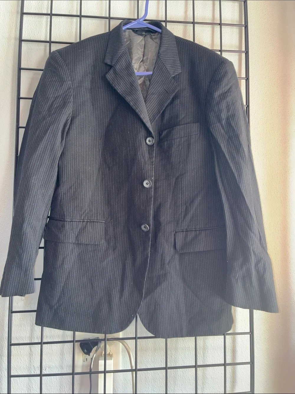 jf j.ferrar Black Pinstripe Sport Coat Blazer